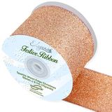 Eleganza Sparkle Wired Edge Ribbon 63mm x 9.1m Rose Gold No.87 - Christmas Ribbon