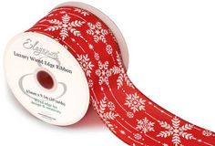 Eleganza Wired Edge Glamorous Snowflake 63mm x 9.1m Design No.414 Red/Iridescent - Christmas Ribbon