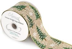 Eleganza Wired Edge Christmas Tree Snow 63mm x 9.1m Design No.418 Natural - Christmas Ribbon