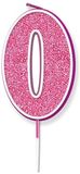 Oaktree Glitter No.0 Candle 7.5cm Pink/Silver Glitter - Partyware