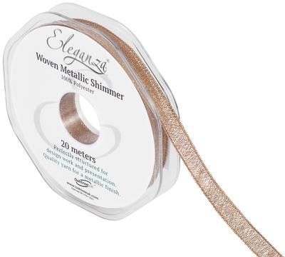 Eleganza Woven Metallic Shimmer Rose Gold No.87 10mm x 20m - Ribbons