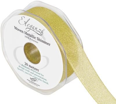 Eleganza Woven Metallic Shimmer Gold No.35 25mm x 20m - Ribbons