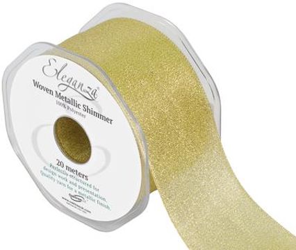 Eleganza Woven metallic Shimmer Gold No.35 50mm x 20m - Ribbons