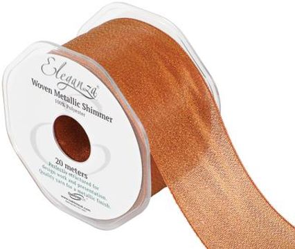 Eleganza Woven Metallic Shimmer Copper No.23 50mm x 20m - Ribbons