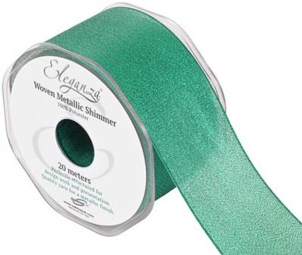 Eleganza Woven Metallic Shimmer Green No.50 50mm x 20m - Ribbons