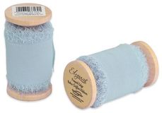 Eleganza Frayed Edge Boho Chiffon 50mm x 5m Powder Blue No.104 (1 Reel) - Ribbons