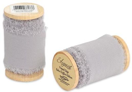 Eleganza Frayed Edge Boho Chiffon 50mm x 5m Grey No.81 (1 Reel) - Ribbons