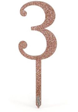 Acrylic Sparkling Fizz Rose Gold Cake Topper No.3 H150mm x W48.5mm - Partyware