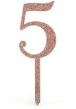 Acrylic Sparkling Fizz Rose Gold Cake Topper No.5 H150mm x W48mm - Partyware