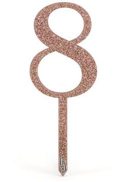 Acrylic Sparkling Fizz Rose Gold Cake Topper No.8 H150mm x W52mm - Partyware