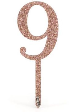 Acrylic Sparkling Fizz Rose Gold Cake Topper No.9 H150mm x W52mm - Partyware