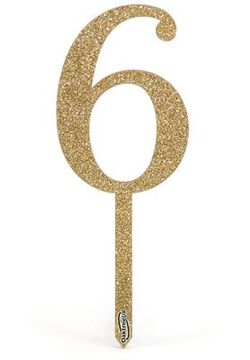 Acrylic Sparkling Fizz Gold Cake Topper No.6 H150mm x W52.5mm - Partyware