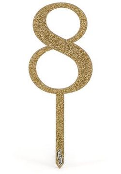 Acrylic Sparkling Fizz Gold Cake Topper No.8 H150mm x W52mm - Partyware