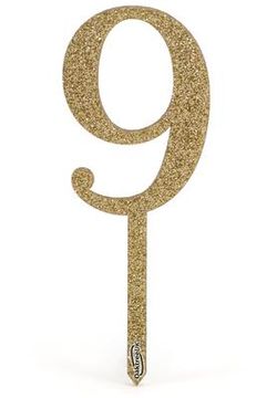 Acrylic Sparkling Fizz Gold Cake Topper No.9 H150mm x W52mm - Partyware