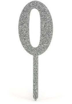 Acrylic Silver Glitter Cake Topper No.0 H150mm x W48mm - Partyware