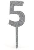 Acrylic Silver Glitter Cake Topper No.5 H150mm x W50mm - Partyware