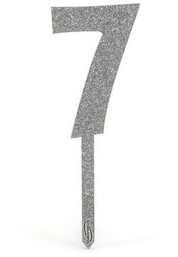 Acrylic Silver Glitter Cake Topper No.7 H150mm x W51mm - Partyware