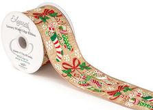 Eleganza Wired Edge Christmas Stockings Metallic No.433 63mm x 9.1m White - Christmas Ribbon