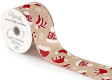 Eleganza Wired Edge Natural Burlap Santa Hats No.434 63mm x 9.1m - Christmas Ribbon