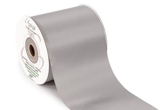 Eleganza Single Faced Sash Ribbon 100mm x 50m Silver No.66 - Ribbons