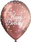 11inch Latex Balloons Sparkling Fizz Rose Gold Happy Birthday x 6pcs - Latex Balloons