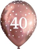 11inch Latex Balloons Sparkling Fizz Rose Gold 40th x 6pcs - Latex Balloons