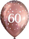 11inch Latex Balloons Sparkling Fizz Rose Gold 60th x 6pcs - Latex Balloons