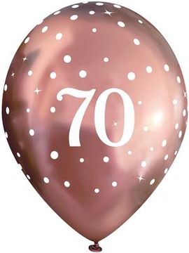 11inch Latex Balloons Sparkling Fizz Rose Gold 70th x 6pcs - Latex Balloons