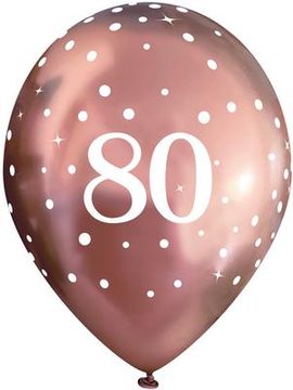 11inch Latex Balloons Sparkling Fizz Rose Gold 80th x 6pcs - Latex Balloons