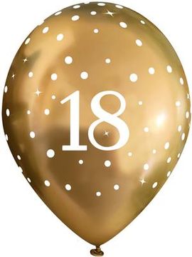 11inch Latex Balloons Sparkling Fizz Gold 18th x 6pcs - Latex Balloons