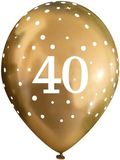 11inch Latex Balloons Sparkling Fizz Gold 40th x 6pcs - Latex Balloons