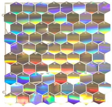 Sequin Wall Panel Hexagons 30cm x 30cm Iridescent Silver (80 Hexagons) - Balloon Accessories