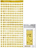 Oaktree Heart Foil Door Curtain 0.90m x 2.50m Metallic Gold - Partyware