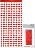 Oaktree Heart Foil Door Curtain 0.90m x 2.50m Metallic Red - Partyware