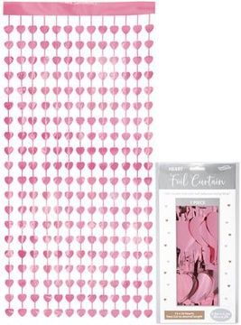 Oaktree Heart Foil Door Curtain 0.90m x 2.50m Metallic Lt Pink - Partyware