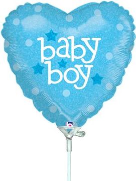 9inch Baby Boy Heart Holographic (Flat) - Foil Balloons