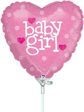 9inch Baby Girl Heart Holographic (Flat) - Foil Balloons