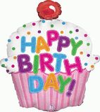 31inch HBD Cupcake Holographic (C) Packaged - Foil Balloons