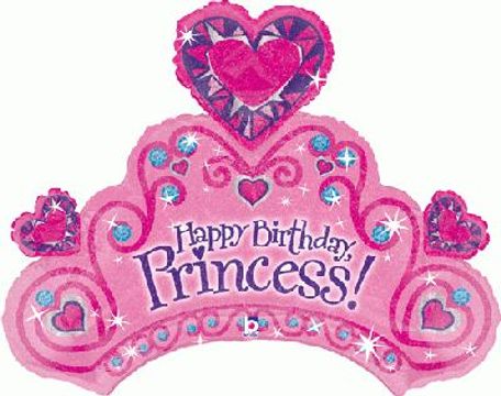 34inch HBD Princess Holographic (D) Packaged - Foil Balloons