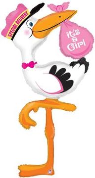 5ft Special Delivery Stork Girl Packaged - Foil Balloons