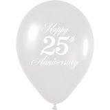 Sempertex 11inch 1-Sided 25th Anniversary - Pearl Silver - Latex Balloons