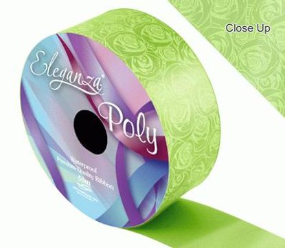 Eleganza Poly 50mm x 50m Elegant Rose Print Lime Green - Ribbons