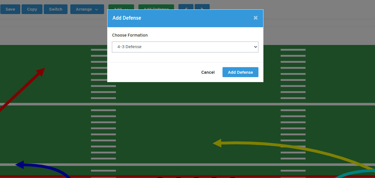 Add Defense - Choose Defensive Formation