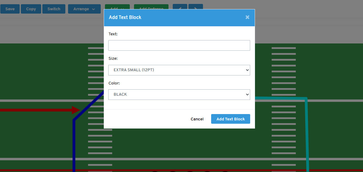 Add Text Block - Dialog Popup