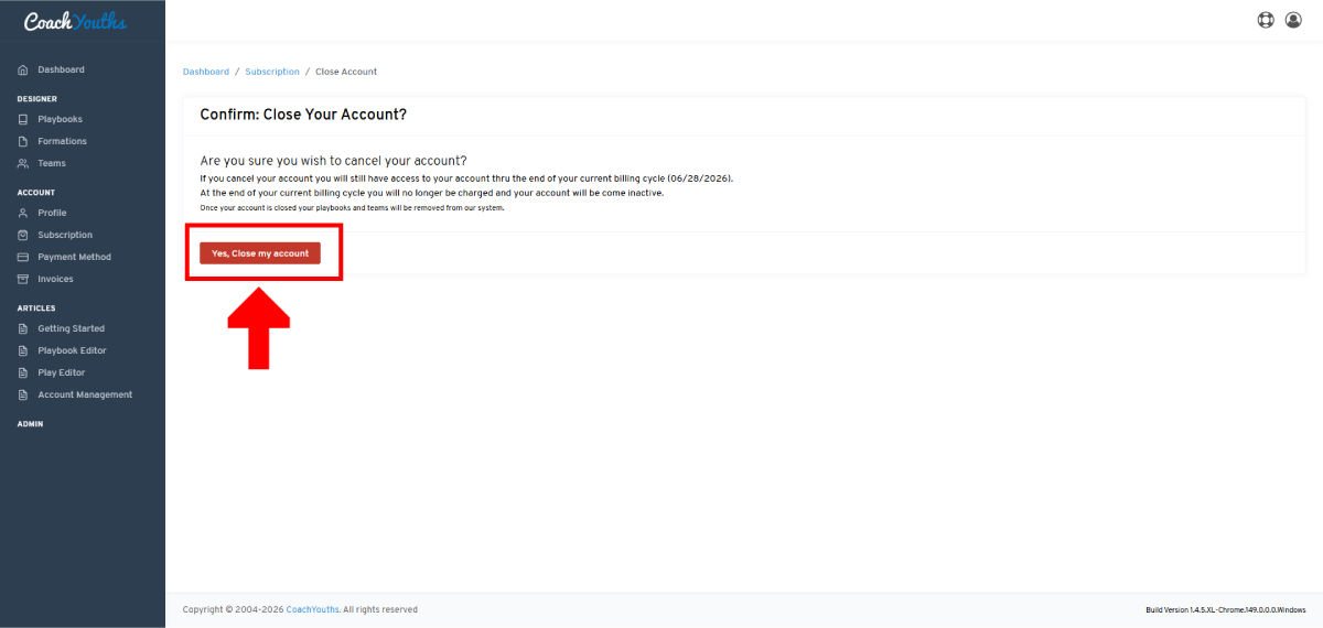 Close Account: Step 4 - Final Confirmation
