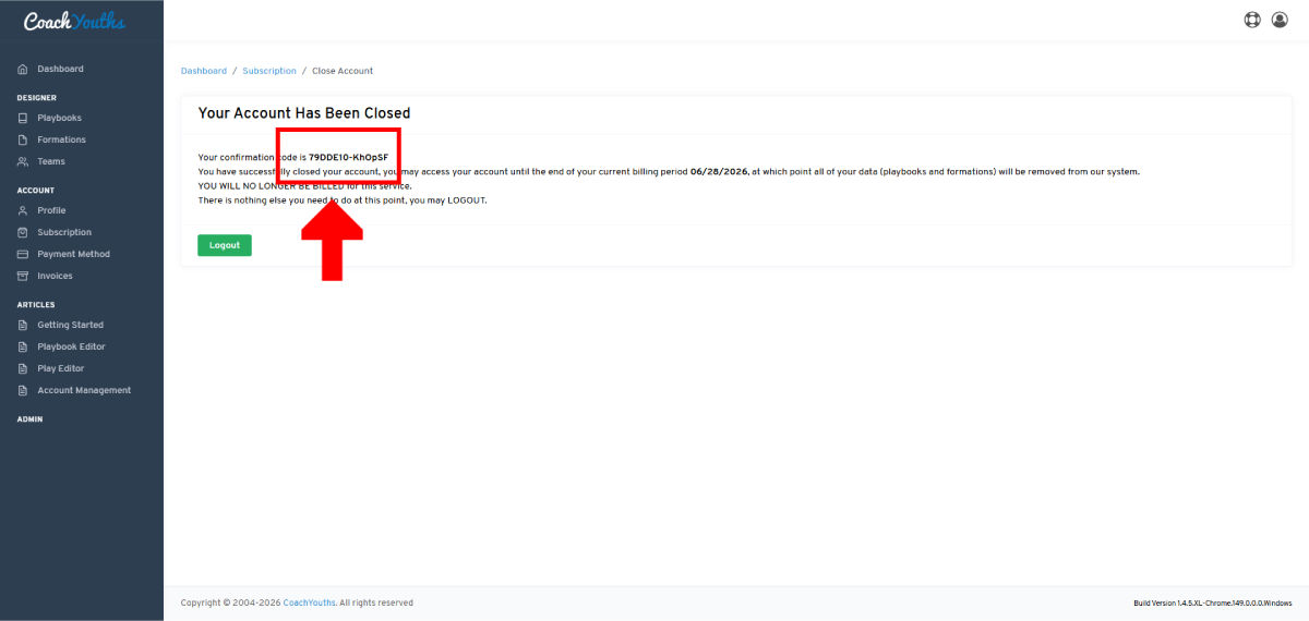 Close Account: Step 5 - Account Closed