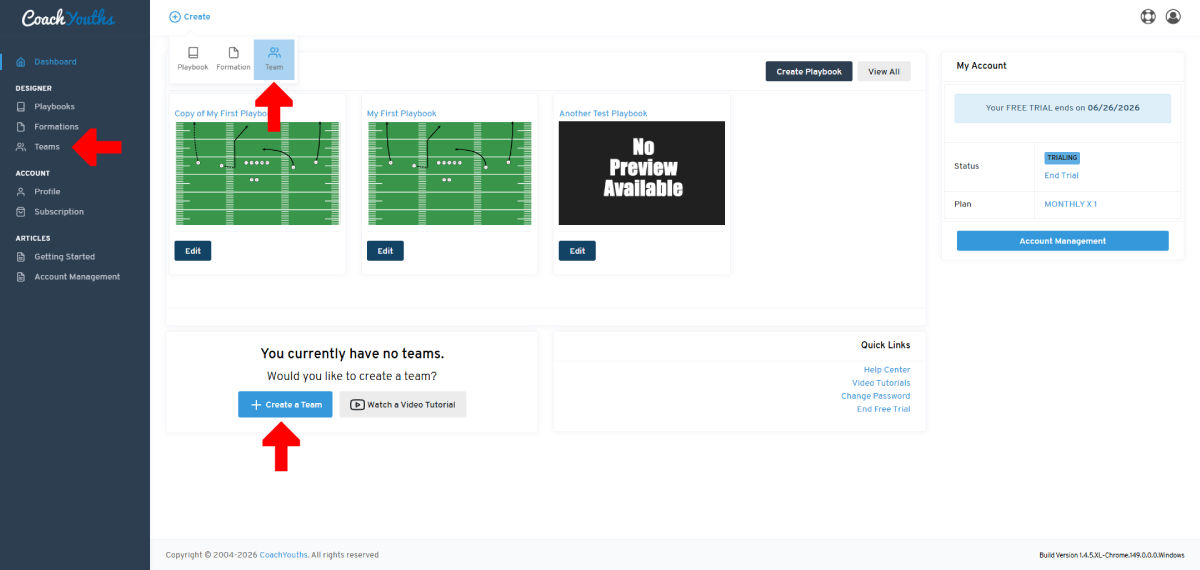Create Team - Step 1