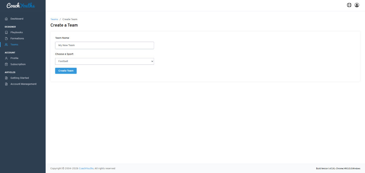 Create Team - Step 2