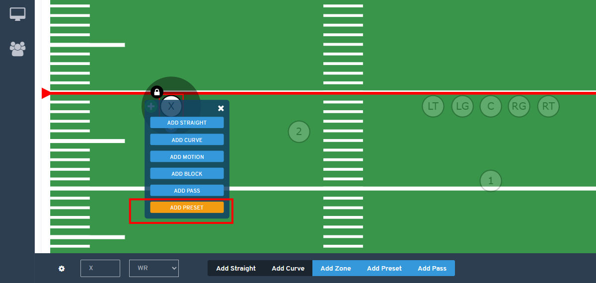 Drawing Routes - Preset Route Menu