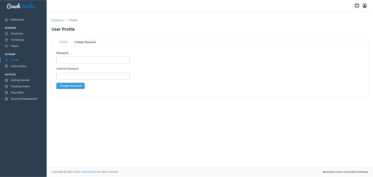 Manage Profile - Change Password